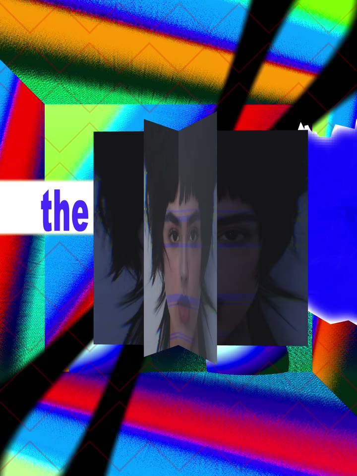 Infinite artwork 2: a portrait tiled and mirrored in electric blue
